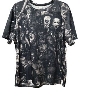 Devin Du sz 3XL RUNS SMALL CHECK MEASUREMENTS gray horror faces short sleeve top